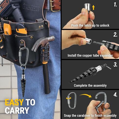 6-in-1 Copper Swedge Tool HVAC, Black Soft Tube Expander, Carbon Steel, Bit Holder, No.8 Flat Carabiner, Swaging Tool Set for Drill, Swage Repair Kit for 1/4 3/8 1/2 5/8 3/4 7/8 Pipe in Saudi Arabia