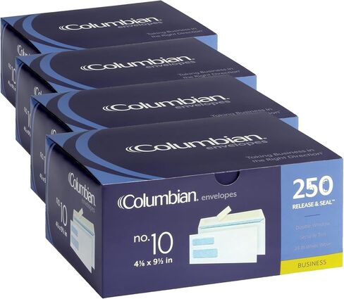 Columbian #10 مظروف أمان مزدوجة النافذة، 4-1/8 × 9-1/2 بوصة، ختم ذاتي، للدعوات والبيانات والوثائق القانونية 250/صندوق (COLO176) in Saudi Arabia