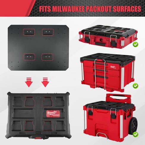 قاعدة تثبيت Packout متوافقة مع صندوق أدوات ToughBuilt StackTech - تنزلق لتناسب درج Milwaukee Packout وسطح صندوق الأدوات المتدحرج للتكديس الآمن in Kuwait