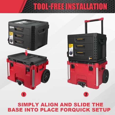 قاعدة تثبيت Packout متوافقة مع صندوق أدوات ToughBuilt StackTech - تنزلق لتناسب درج Milwaukee Packout وسطح صندوق الأدوات المتدحرج للتكديس الآمن in Kuwait