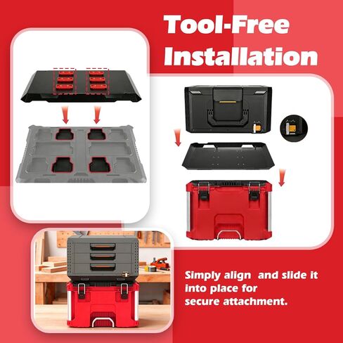 Metal Mounting Base Compatible with ToughBuilt StackTech, Heavy-Duty Stacking Adapter Fit for Milwaukee Packout Surfaces, Secure Mounting Plate for ToughBuilt Toolboxes on Packout Base in Kuwait