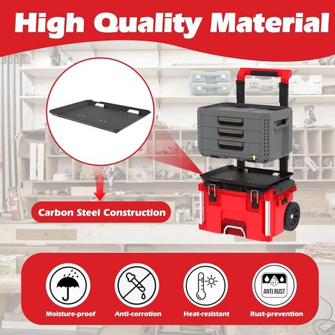 Metal Mounting Base Compatible with ToughBuilt StackTech, Heavy-Duty Stacking Adapter Fit for Milwaukee Packout Surfaces, Secure Mounting Plate for ToughBuilt Toolboxes on Packout Base in Kuwait