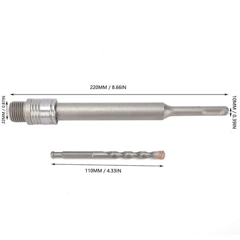 Fafeicy Round Shank Connecting Rod 220mm Wall Hole Saw Connecting Rod with Center Drill Bit for Electric Hammer Concrete Drilling Deep Reach Extension Tool in Kuwait