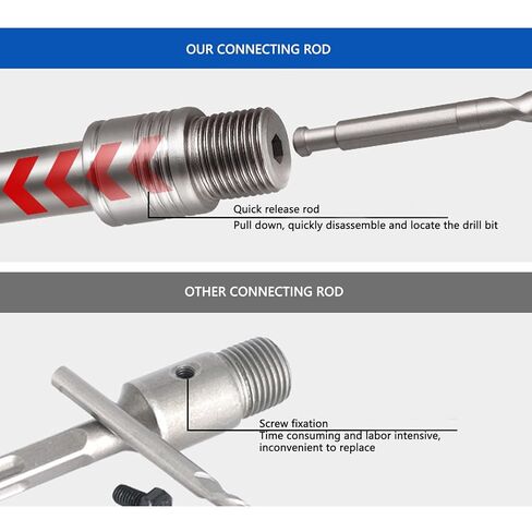 Fafeicy Round Shank Connecting Rod 220mm Wall Hole Saw Connecting Rod with Center Drill Bit for Electric Hammer Concrete Drilling Deep Reach Extension Tool in Kuwait