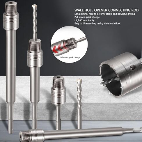 Fafeicy Round Shank Connecting Rod 220mm Wall Hole Saw Connecting Rod with Center Drill Bit for Electric Hammer Concrete Drilling Deep Reach Extension Tool in Kuwait