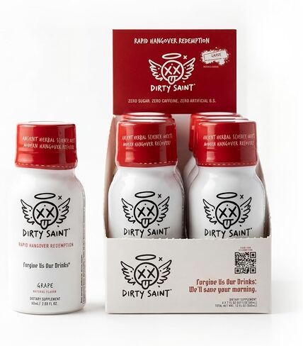 DIRTY SAINT Hangover Recovery Shot – Electrolytes + Vitamin B & C Complex, Liver Detox, Hydration & Energy Support – Fast Morning After Relief Drink – 2oz Grape Supplement (6-Pack) in Saudi Arabia