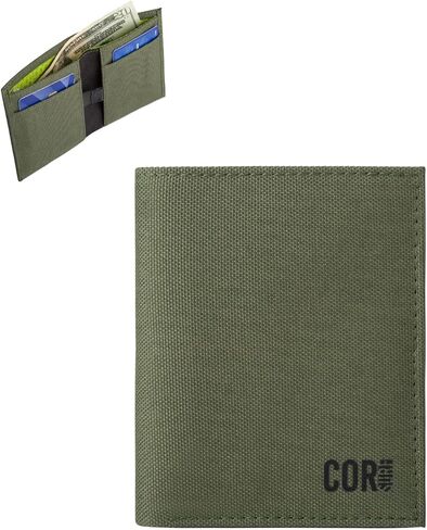 محفظة COR Surf Minimalist ثنائية الطي للرجال مع خاصية حجب RFID، إغلاق مغناطيسي، مقاومة للماء، مصنوعة من مواد معاد تدويرها، أسود (أسود) in Kuwait