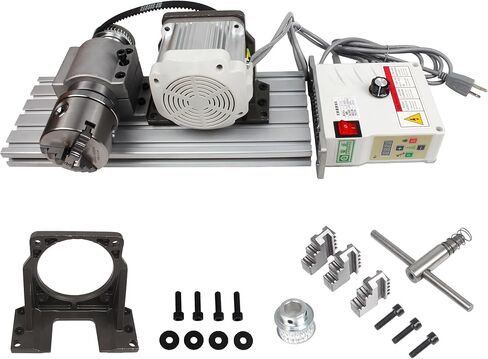 RATTMMOTOR Motor Lathe Chuck Spindle Assemblies, K11-80mm 3 Jaw Lathe Chuck with 750W 110V Adjustable Speed Brushless Servo Motor+Driver, Through Hole 16mm for Polishing/Woodworking Lathe Machine in Kuwait