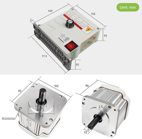 RATTMMOTOR Motor Lathe Chuck Spindle Assemblies, K11-80mm 3 Jaw Lathe Chuck with 750W 110V Adjustable Speed Brushless Servo Motor+Driver, Through Hole 16mm for Polishing/Woodworking Lathe Machine in Kuwait