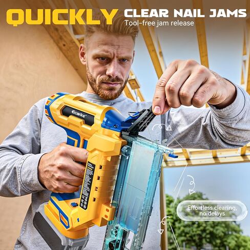 Ecarke Finish Nailer 16 مقياس متوافق مع بطارية Dewalt 20V، 3/4 إلى 2-1/2 بوصة مسمار براد مستقيم لاسلكي، تعديل خالٍ من الأدوات، مسدس أظافر أوضاع إطلاق مزدوجة لإنهاء العمل، أداة فقط، 5.7 رطل in Kuwait