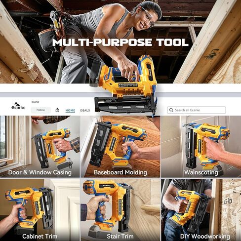 Ecarke Finish Nailer 16 مقياس متوافق مع بطارية Dewalt 20V، 3/4 إلى 2-1/2 بوصة مسمار براد مستقيم لاسلكي، تعديل خالٍ من الأدوات، مسدس أظافر أوضاع إطلاق مزدوجة لإنهاء العمل، أداة فقط، 5.7 رطل in Kuwait