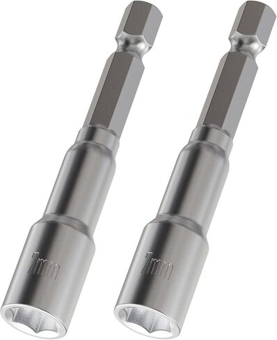 2pcs 1/4" Hexagonal Shank Socket 7mm No-magnetic Power Nut Driver Metric 65mm Length Driver Drill Bit Set in Saudi Arabia