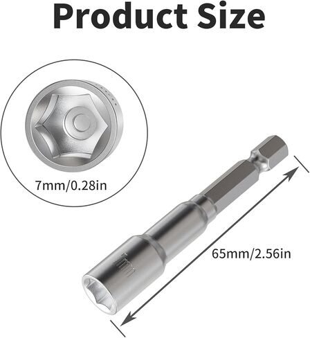 2pcs 1/4" Hexagonal Shank Socket 7mm No-magnetic Power Nut Driver Metric 65mm Length Driver Drill Bit Set in Saudi Arabia