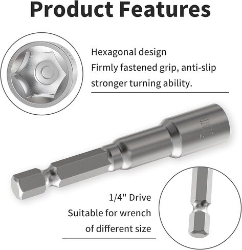 2pcs 1/4" Hexagonal Shank Socket 7mm No-magnetic Power Nut Driver Metric 65mm Length Driver Drill Bit Set in Saudi Arabia