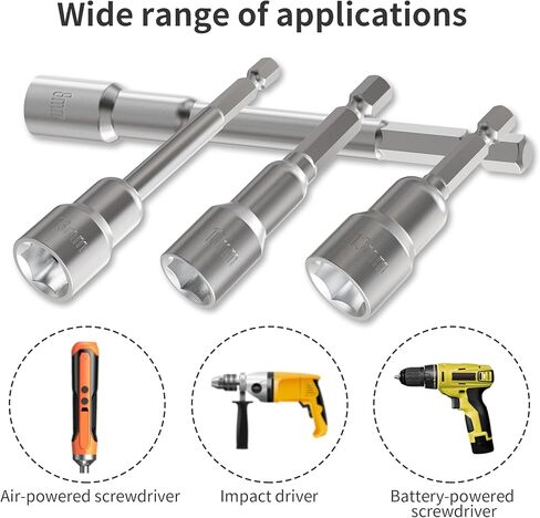 2pcs 1/4" Hexagonal Shank Socket 7mm No-magnetic Power Nut Driver Metric 65mm Length Driver Drill Bit Set in Saudi Arabia