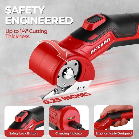 Cordless Electric Scissors Cardboard Cutter, DESOON 4V Electric Box Cutter with Safety Lock, Ergonomic Carpet Cutter for Effortless Cutting of Cardboard, Fabric, Plastic, Leather and Package in Kuwait