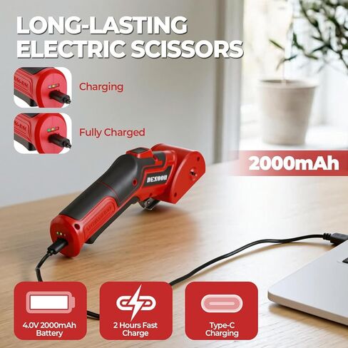 Cordless Electric Scissors Cardboard Cutter, DESOON 4V Electric Box Cutter with Safety Lock, Ergonomic Carpet Cutter for Effortless Cutting of Cardboard, Fabric, Plastic, Leather and Package in Kuwait