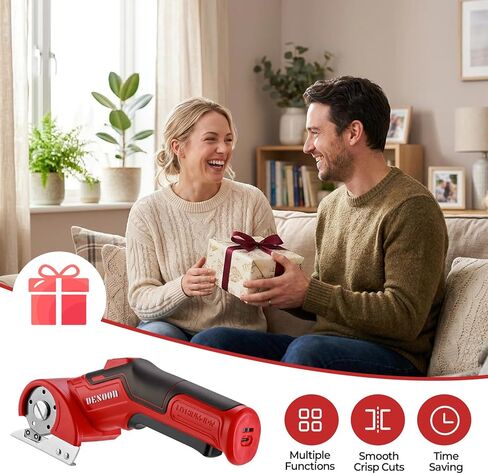 Cordless Electric Scissors Cardboard Cutter, DESOON 4V Electric Box Cutter with Safety Lock, Ergonomic Carpet Cutter for Effortless Cutting of Cardboard, Fabric, Plastic, Leather and Package in Kuwait