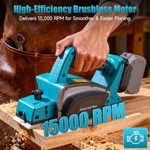 Cordless Hand Planer Compatible with Makita 18V Battery (Tool Only, No Battery), 3-1/4" Brushless Electric Wood Planer, 30000 CPM Power Planer with Precision Depth Adjustment for Woodworking in Kuwait