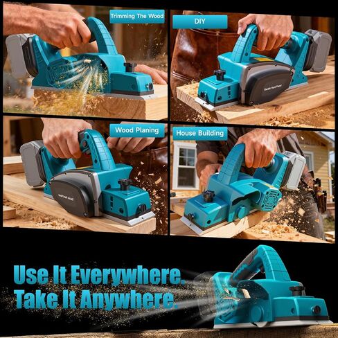 Cordless Hand Planer Compatible with Makita 18V Battery (Tool Only, No Battery), 3-1/4" Brushless Electric Wood Planer, 30000 CPM Power Planer with Precision Depth Adjustment for Woodworking in Kuwait