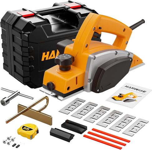 16000RPM Electric hand planer, 500W 3-1/4 Inch Electric wood planer with 82mm Blades & Depth Adjustment, 110V Power Wood Planer for Surface Finishing, Woodworking, Carpentry, and Home DIY in Kuwait