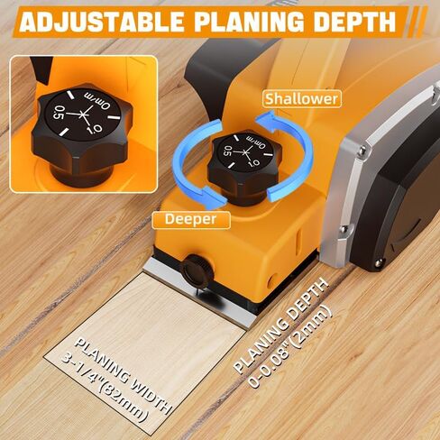 16000RPM Electric hand planer, 500W 3-1/4 Inch Electric wood planer with 82mm Blades & Depth Adjustment, 110V Power Wood Planer for Surface Finishing, Woodworking, Carpentry, and Home DIY in Kuwait