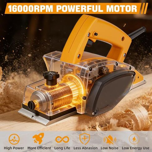16000RPM Electric hand planer, 500W 3-1/4 Inch Electric wood planer with 82mm Blades & Depth Adjustment, 110V Power Wood Planer for Surface Finishing, Woodworking, Carpentry, and Home DIY in Kuwait