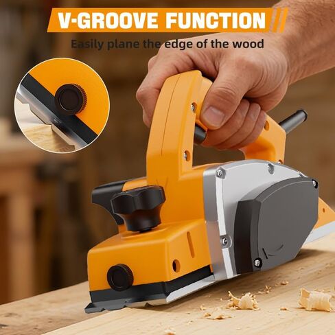 16000RPM Electric hand planer, 500W 3-1/4 Inch Electric wood planer with 82mm Blades & Depth Adjustment, 110V Power Wood Planer for Surface Finishing, Woodworking, Carpentry, and Home DIY in Kuwait