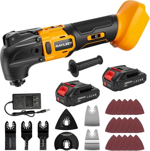 Cordless Oscillating Multi-Tool Kit with 2 Batteries, Brushless Motor, 6 Speed, 4° Oscillation Angle, 22PCS Accessories, for Cutting/Grinding/Sanding in Kuwait