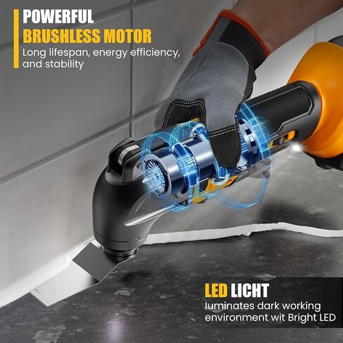 Cordless Oscillating Multi-Tool Kit with 2 Batteries, Brushless Motor, 6 Speed, 4° Oscillation Angle, 22PCS Accessories, for Cutting/Grinding/Sanding in Kuwait