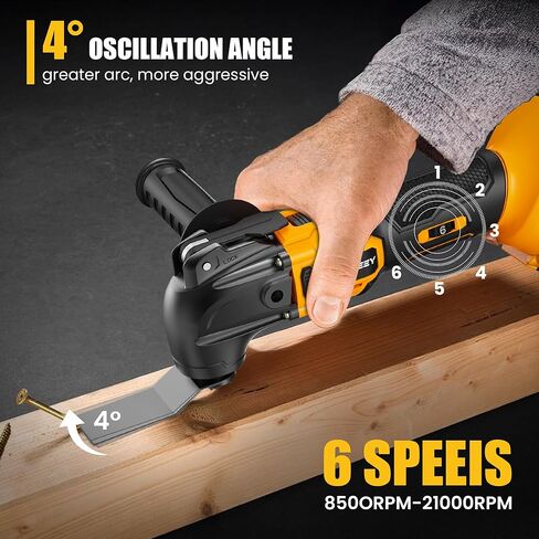 Cordless Oscillating Multi-Tool Kit with 2 Batteries, Brushless Motor, 6 Speed, 4° Oscillation Angle, 22PCS Accessories, for Cutting/Grinding/Sanding in Kuwait