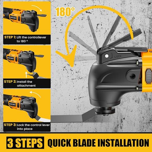 Cordless Oscillating Multi-Tool Kit with 2 Batteries, Brushless Motor, 6 Speed, 4° Oscillation Angle, 22PCS Accessories, for Cutting/Grinding/Sanding in Kuwait