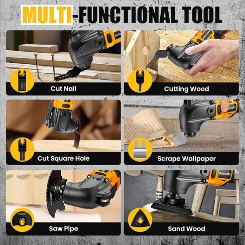 Cordless Oscillating Multi-Tool Kit with 2 Batteries, Brushless Motor, 6 Speed, 4° Oscillation Angle, 22PCS Accessories, for Cutting/Grinding/Sanding in Kuwait