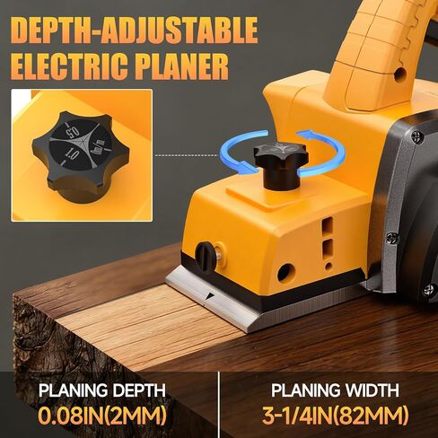Cordless Handheld Planer Compatible with Dewalt 20V Battery (Tool Only), 15000RPM Power Motor, 3-1/4 Inch Electric Hand Wood Planer for Woodworking, Carpentry, and Home DIY in Kuwait