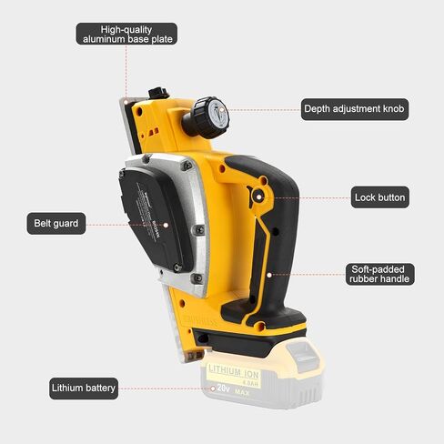 3-1/4-Inch Cordless Electric Hand Planer | Compatible with Dewalt 20V Battery (Tool Only, Brushless Motor) | 15000 RPM Wood Planer for Woodworking, Carpentry & DIY in Kuwait