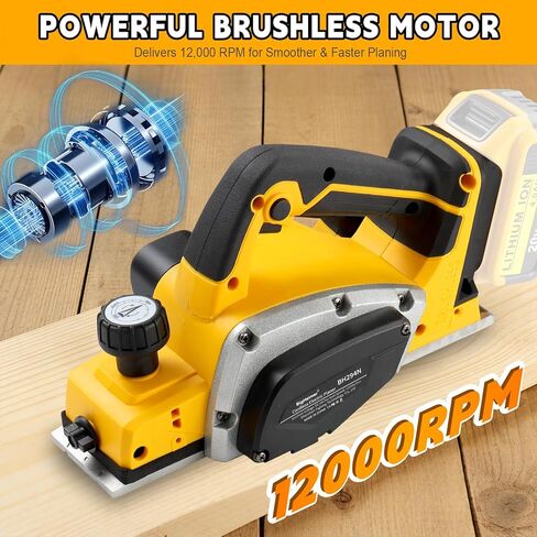 3-1/4-Inch Cordless Electric Hand Planer | Compatible with Dewalt 20V Battery (Tool Only, Brushless Motor) | 15000 RPM Wood Planer for Woodworking, Carpentry & DIY in Kuwait
