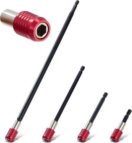 Magnetic Drill Bit Extension Set 4 Pcs (2/4/6/12’’), 1/4’’ Hex CR-V Steel Quick Release Bit Holder for Impact Driver, Screwdriver Bit Nut Drill Socket in Kuwait