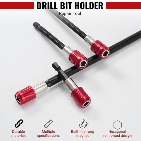 Magnetic Drill Bit Extension Set 4 Pcs (2/4/6/12’’), 1/4’’ Hex CR-V Steel Quick Release Bit Holder for Impact Driver, Screwdriver Bit Nut Drill Socket in Kuwait