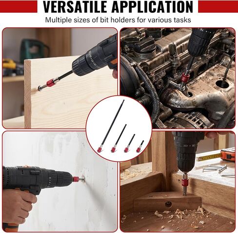 Magnetic Drill Bit Extension Set 4 Pcs (2/4/6/12’’), 1/4’’ Hex CR-V Steel Quick Release Bit Holder for Impact Driver, Screwdriver Bit Nut Drill Socket in Kuwait