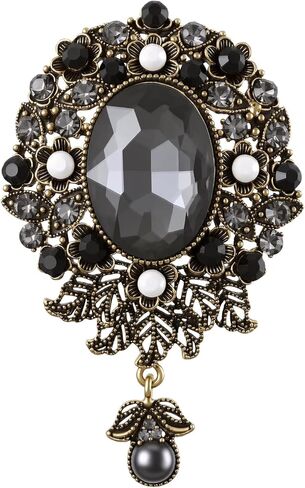 Vintage Teardrop Rhinestone Brooches for Women, Blue Diamond Lapel Pins Crystal Wedding Brooches and Pins Flower Badge Boutonniere Corsage for Women Girls Men Clothes Dress Hats Bags in Saudi Arabia