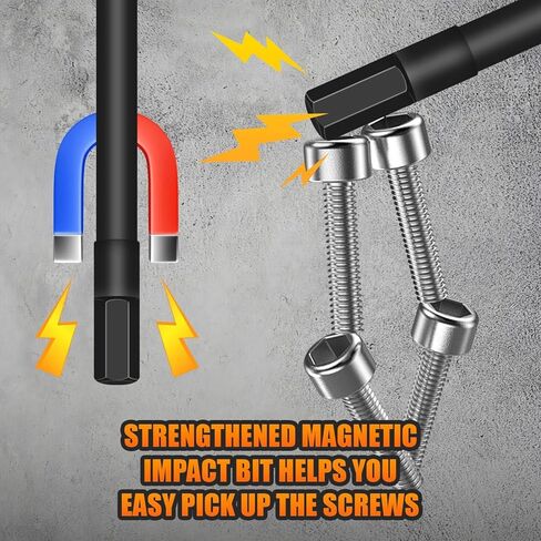 مجموعة لقم مثقاب Impact Allen Wrench، 40 قطعة مجموعة لقم سداسية طويلة 2 بوصة و4 بوصة (مترية وSAE)، فولاذ 1/4 بوصة Hex-Shank S2، مجموعة لقم مفك الصدمات، أطراف CNC مغناطيسية للحفر والسائق مع صندوق تخزين in Kuwait
