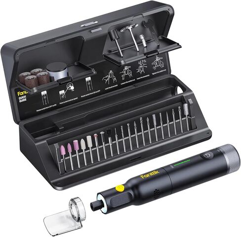 Fanttik F2 Pro Kit Cordless Rotary Tool Kit, Strong Motor, 5 Variable Speed, 25000 RPM, 44 Accessories, for 3D Printed Sanding, Polishing, Drilling, Carving, Cutting DIY Crafts in Flip-Top Case in Kuwait