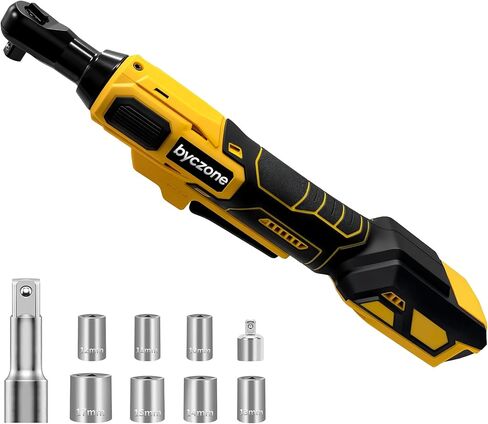 3/8" Cordless Ratchet Wrench for Dewalt 20V Battery (Without Battery), 45ft-lbs(61N.m) Electric Power Ratchet with Variable Speed, 7 Sockets, 3/8" to 1/4" Adapter, for Automotive Repair in Kuwait