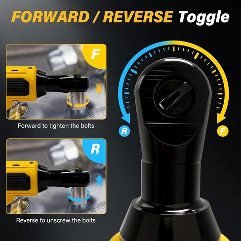 3/8" Cordless Ratchet Wrench for Dewalt 20V Battery (Without Battery), 45ft-lbs(61N.m) Electric Power Ratchet with Variable Speed, 7 Sockets, 3/8" to 1/4" Adapter, for Automotive Repair in Kuwait