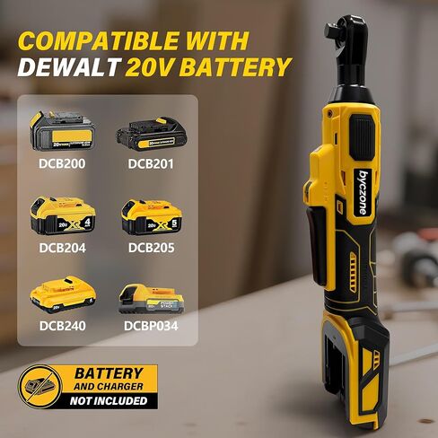 3/8" Cordless Ratchet Wrench for Dewalt 20V Battery (Without Battery), 45ft-lbs(61N.m) Electric Power Ratchet with Variable Speed, 7 Sockets, 3/8" to 1/4" Adapter, for Automotive Repair in Kuwait