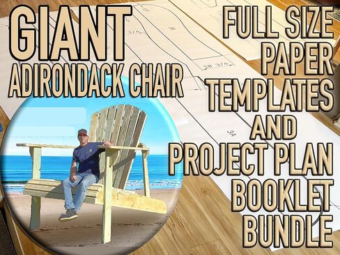 Giant Adirondack Chair Project Plan Booklet with Full Size Paper Templates Bundle– DIY Oversized Outdoor Furniture Made in USA in Kuwait