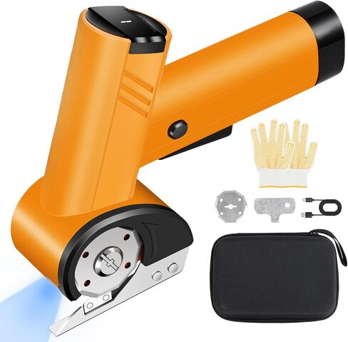 Cordless Electric Scissors - Rechargeable Cardboard Cutter for Fabric Cutting,Cardboard Cutter Electric with 2 x Stainless Steel Rotary Blade,Power Rotary Cutter for Leather Carpet Plastic Cutting in Kuwait