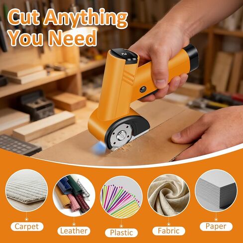 Cordless Electric Scissors - Rechargeable Cardboard Cutter for Fabric Cutting,Cardboard Cutter Electric with 2 x Stainless Steel Rotary Blade,Power Rotary Cutter for Leather Carpet Plastic Cutting in Kuwait