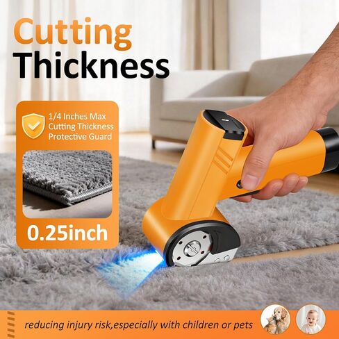 Cordless Electric Scissors - Rechargeable Cardboard Cutter for Fabric Cutting,Cardboard Cutter Electric with 2 x Stainless Steel Rotary Blade,Power Rotary Cutter for Leather Carpet Plastic Cutting in Kuwait