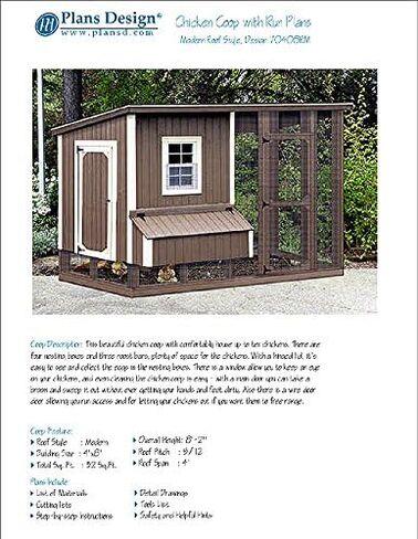 DIY حظيرة الدجاج / بيت الدجاجة 4 قدم × 8 قدم خطط مشروع على طراز السقف الحديث، تصميم 70408RM in Kuwait